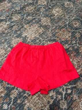 Unison Essential Linen Shorts Red AU 10 US 6 High Rise Pull On